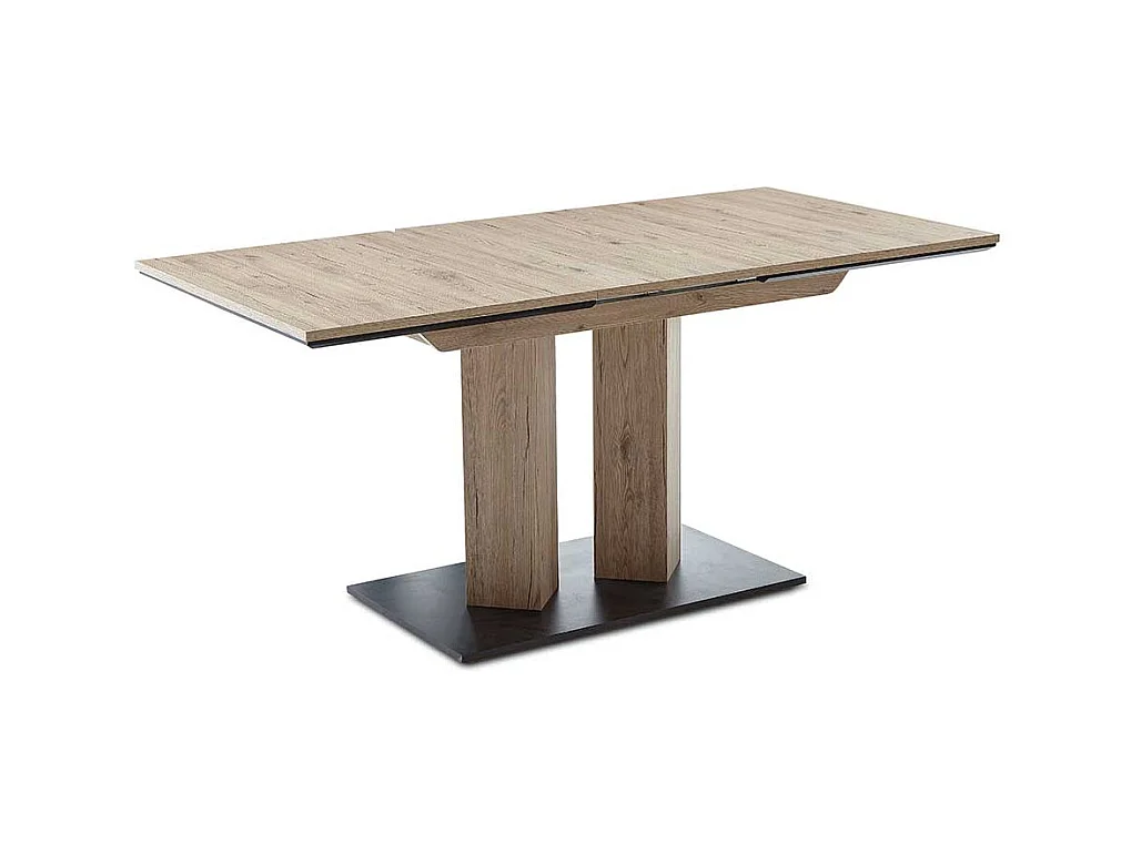 Esszimmertisch in Wildeichefarben & Schwarz Säulengestell