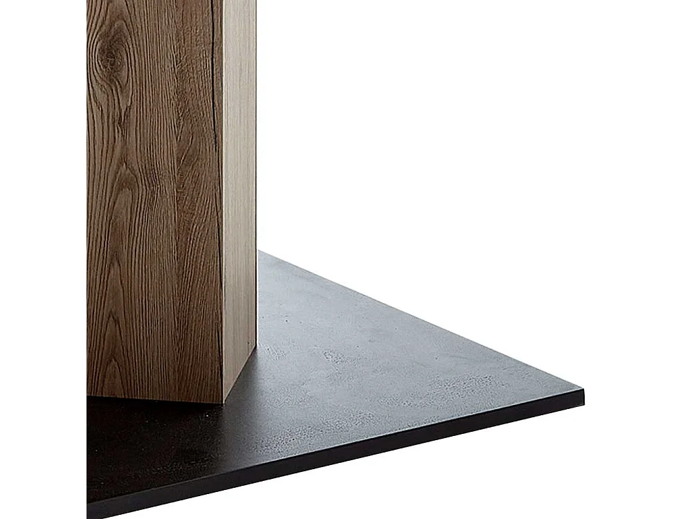 Esszimmertisch in Wildeichefarben & Schwarz Säulengestell