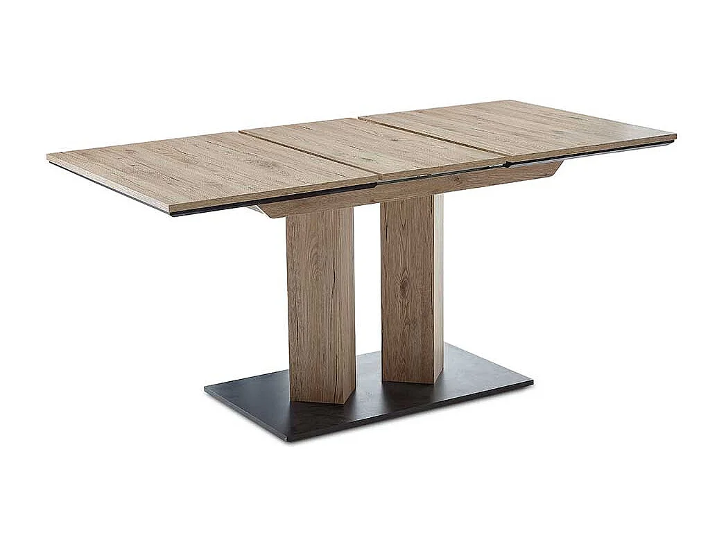 Esszimmertisch in Wildeichefarben & Schwarz Säulengestell