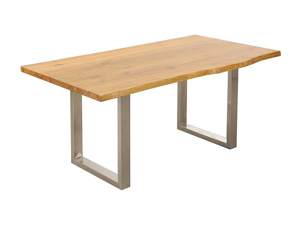 Esszimmertisch mit Baumkante Wildeiche massiv Metall