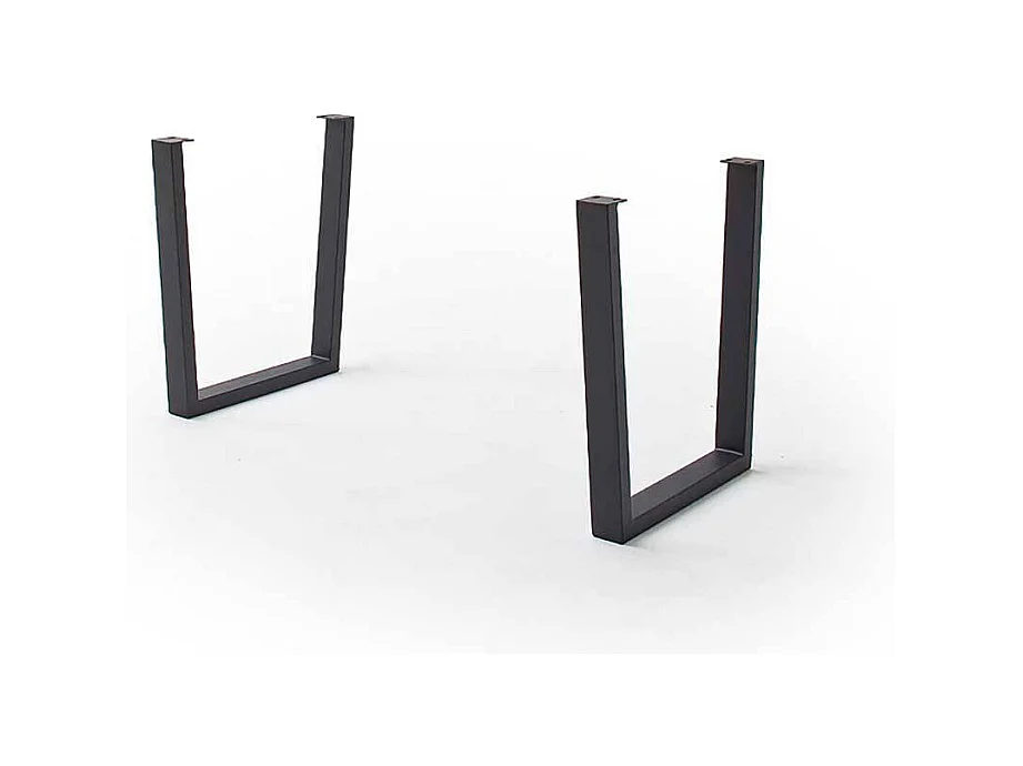 Esstisch Holztisch mit natürlicher Baumkante und Bügelgestell