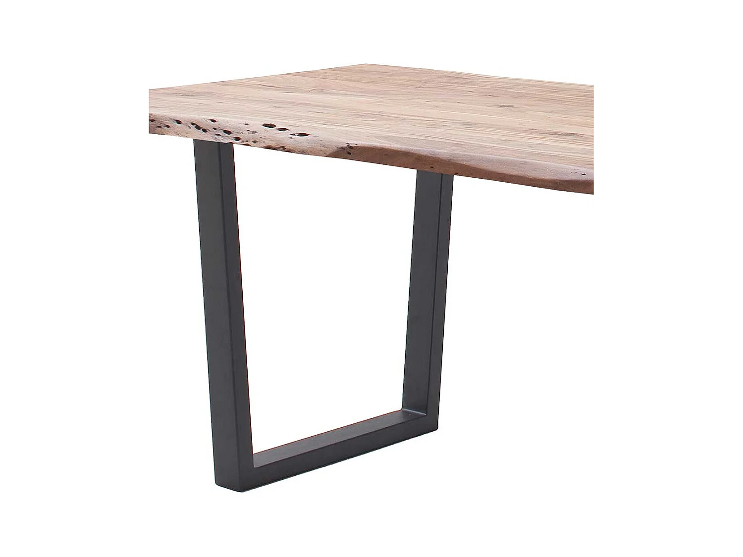 Esstisch Holztisch mit natürlicher Baumkante und Bügelgestell