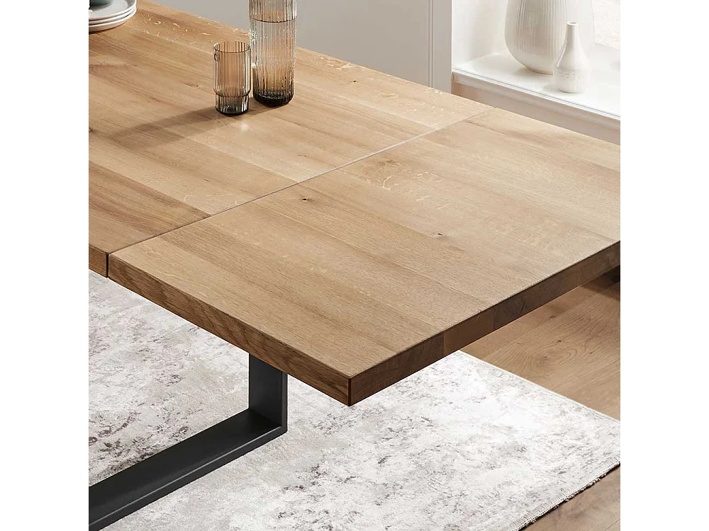 Esszimmertisch aus Wildeiche Massivholz und Stahl Loft Design