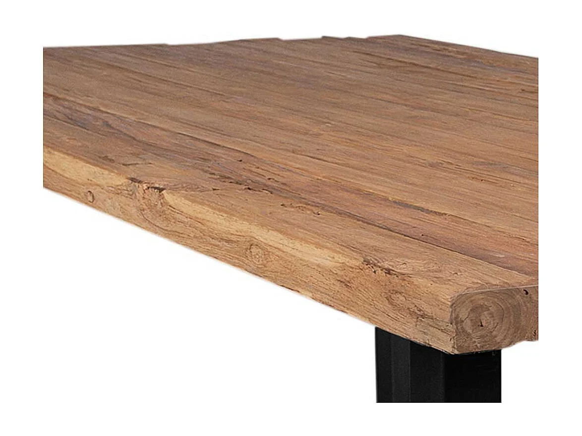 Esstisch aus Teak Recyclingholz Bügelgestell aus Eisen