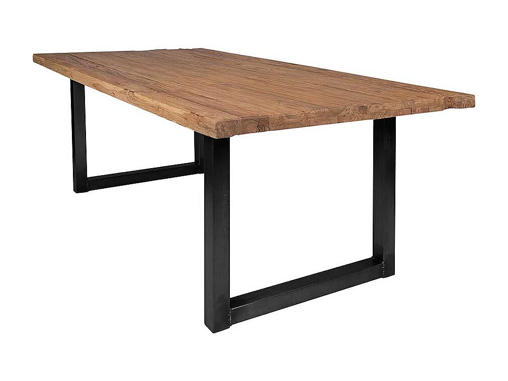 Esstisch aus Teak Recyclingholz Bügelgestell aus Eisen