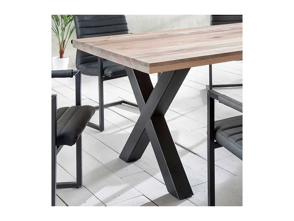 Esszimmertisch mit X Fußgestell Eiche massiv gekälkt