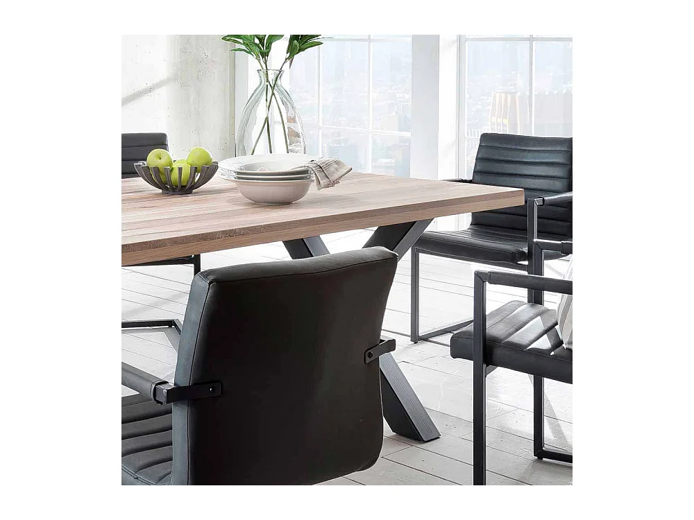 Esszimmertisch mit X Fußgestell Eiche massiv gekälkt