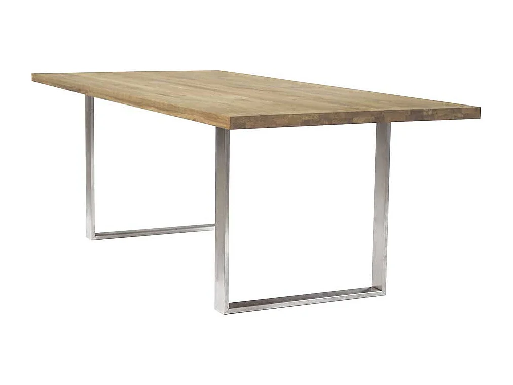 Esszimmertisch aus Eiche Massivholz und Edelstahl handgearbeitet