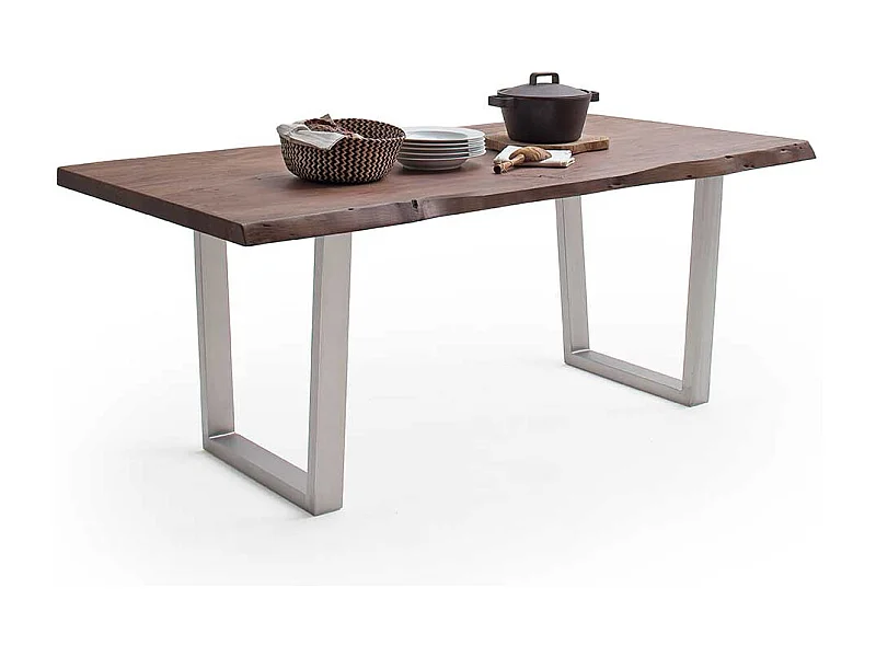 Küchentisch Holztisch aus Akazie Massivholz und Edelstahl