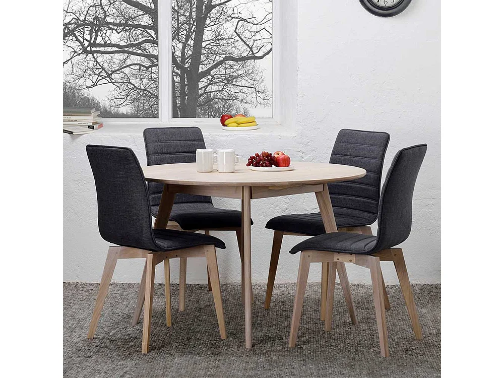 Küchentisch in Eiche White Wash rund