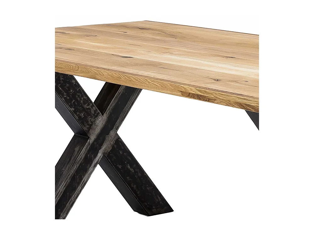 Esszimmertisch aus Wildeiche Massivholz und Eisen Industriedesign