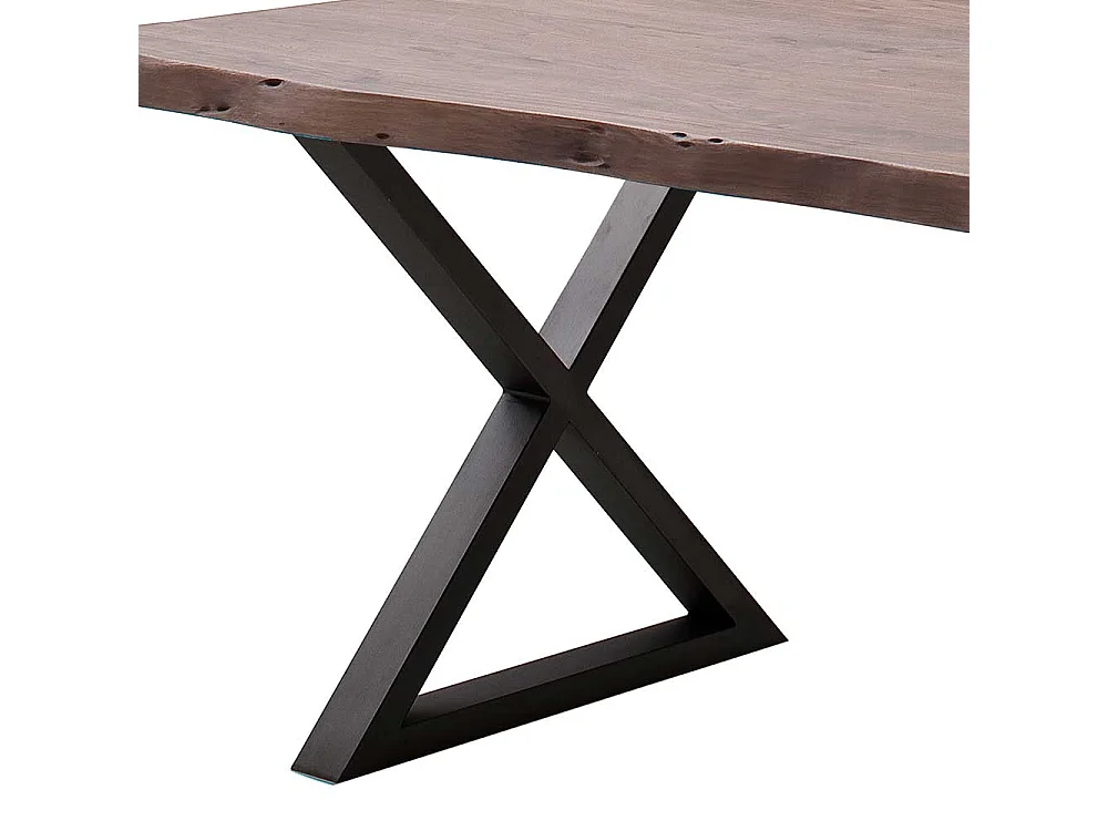 Esstisch Holztisch mit X Gestell und natürlicher Baumkante