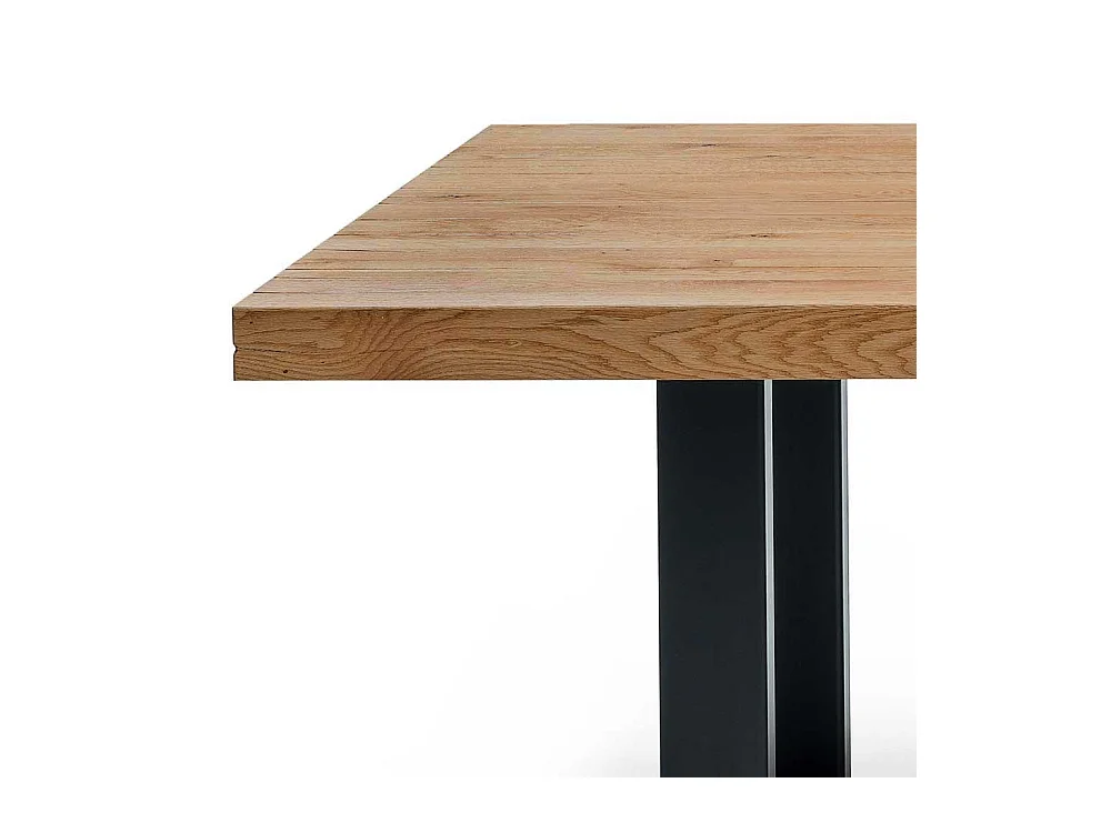 Holz Esstisch aus massiv Wildeiche geölt Bügelgestell