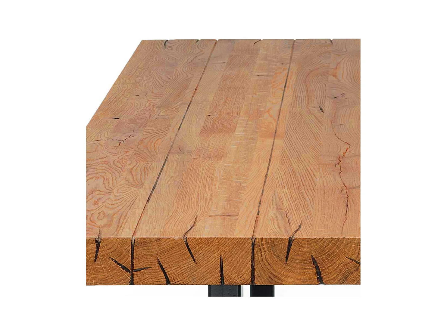 Holz Esstisch aus massiv Wildeiche geölt Bügelgestell