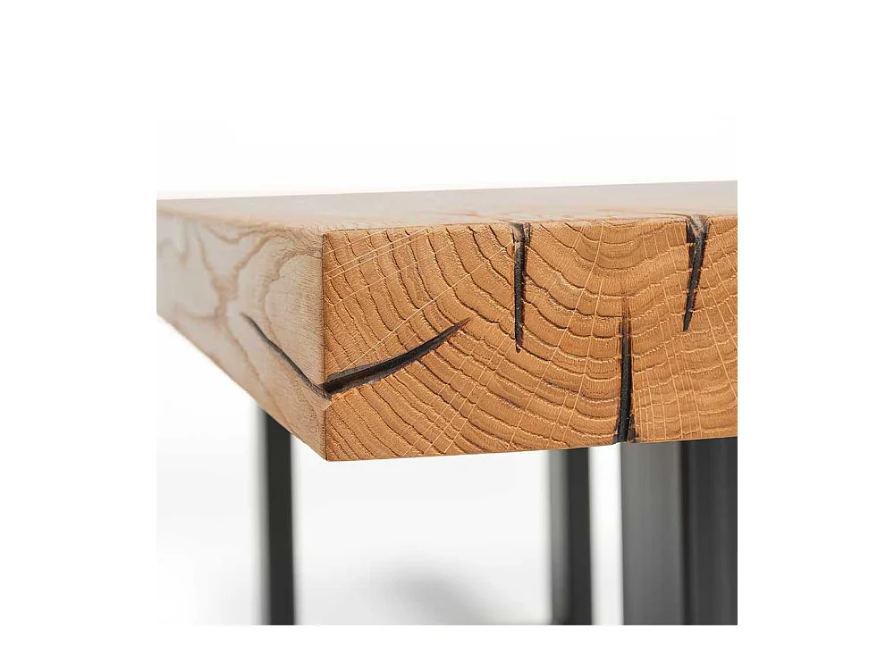 Holz Esstisch aus massiv Wildeiche geölt Bügelgestell