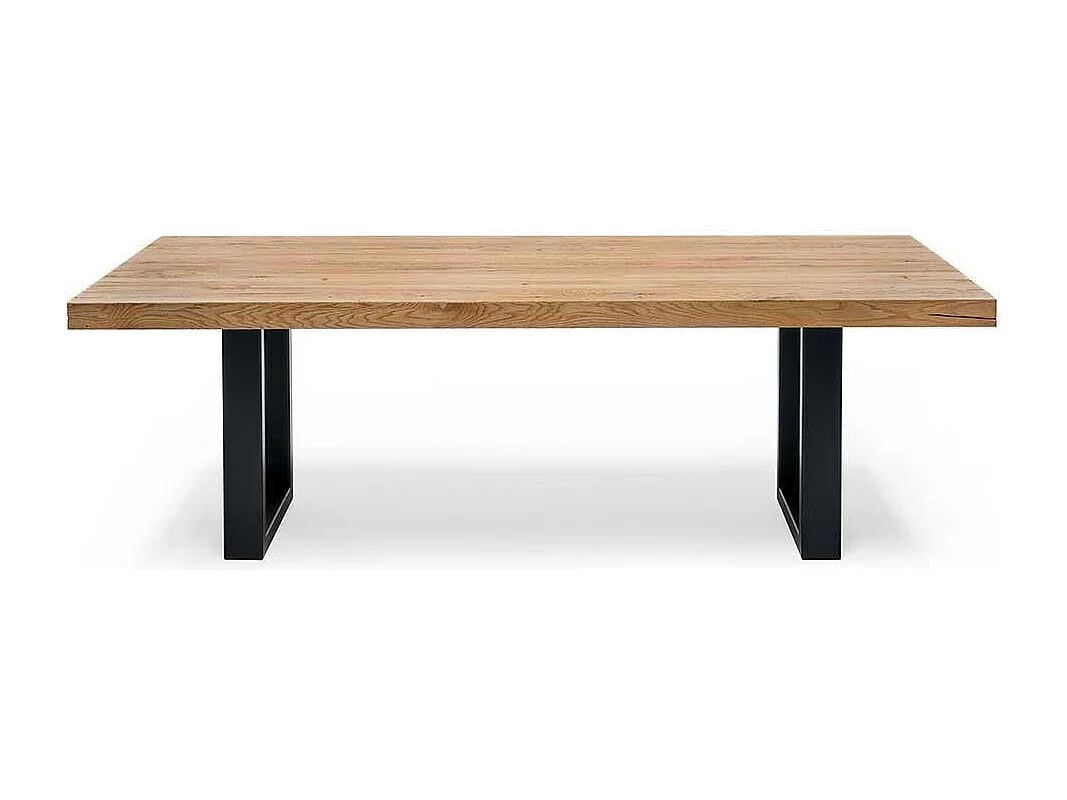 Holz Esstisch aus massiv Wildeiche geölt Bügelgestell