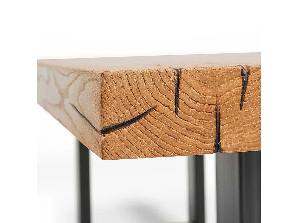 Holz Esstisch aus massiv Wildeiche geölt Bügelgestell