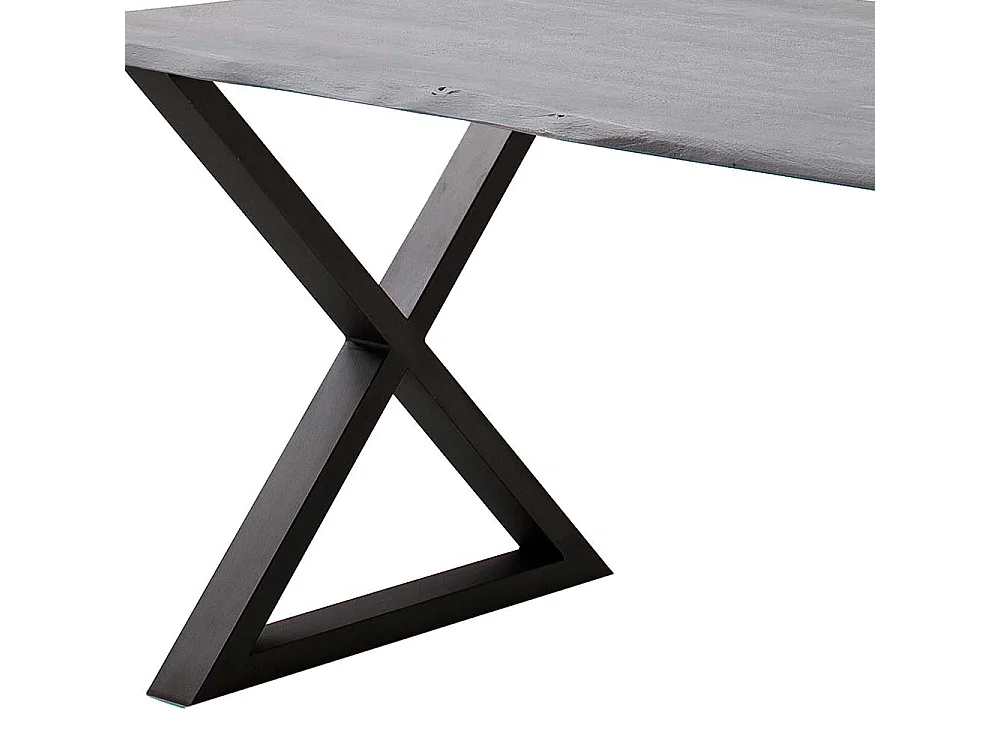 Esstisch Massivholztisch mit X Gestell in Akazie Grau