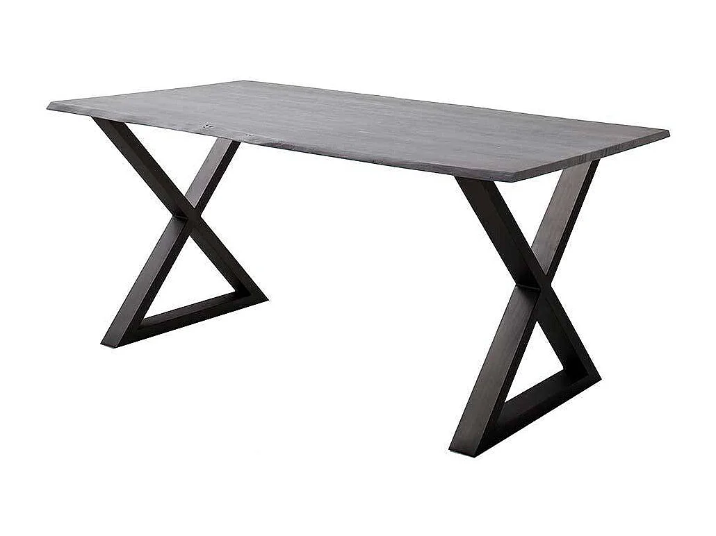 Esstisch Massivholztisch mit X Gestell in Akazie Grau