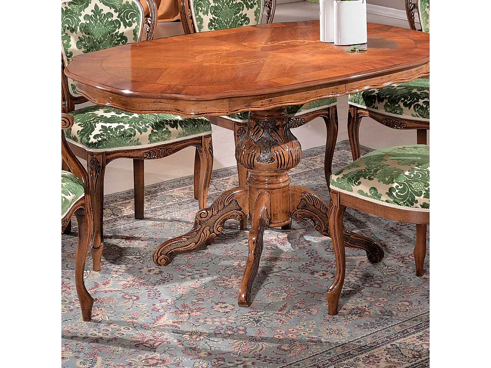 Barock Esstisch rund Nussbaum furniert