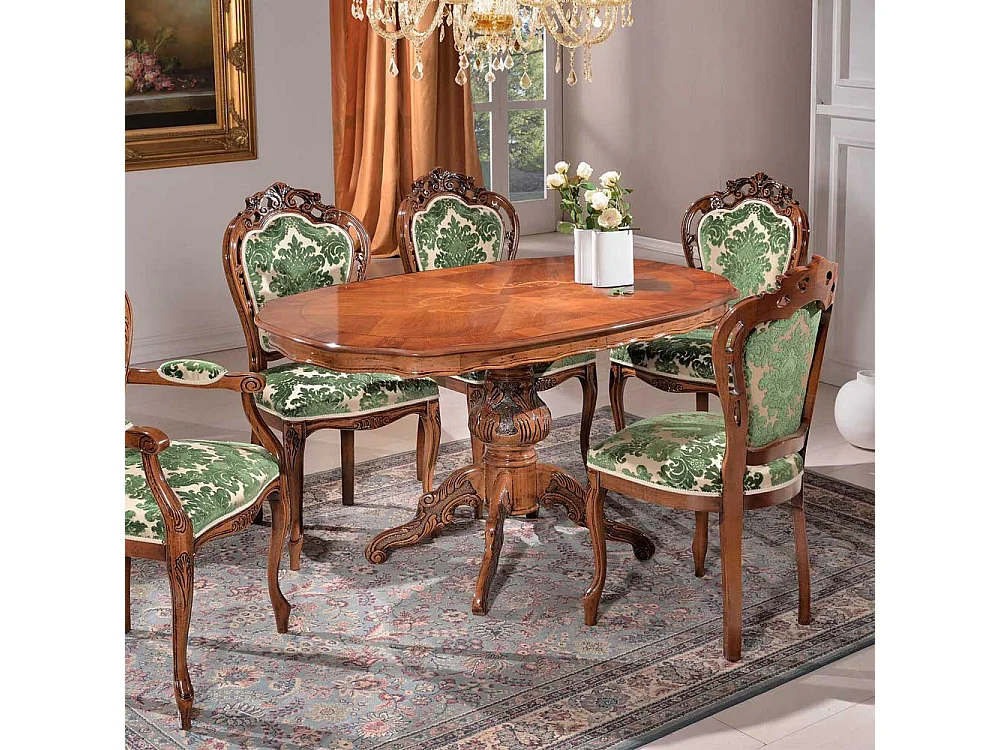 Barock Esstisch rund Nussbaum furniert