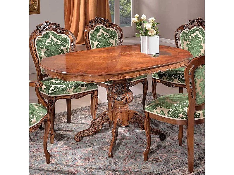 Barock Esstisch rund Nussbaum furniert