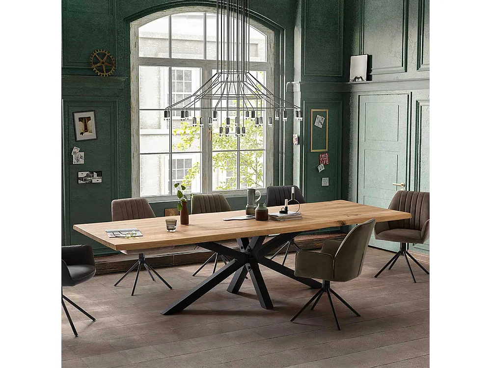 XXL Esszimmertisch aus Eiche Massivholz Spider Gestell