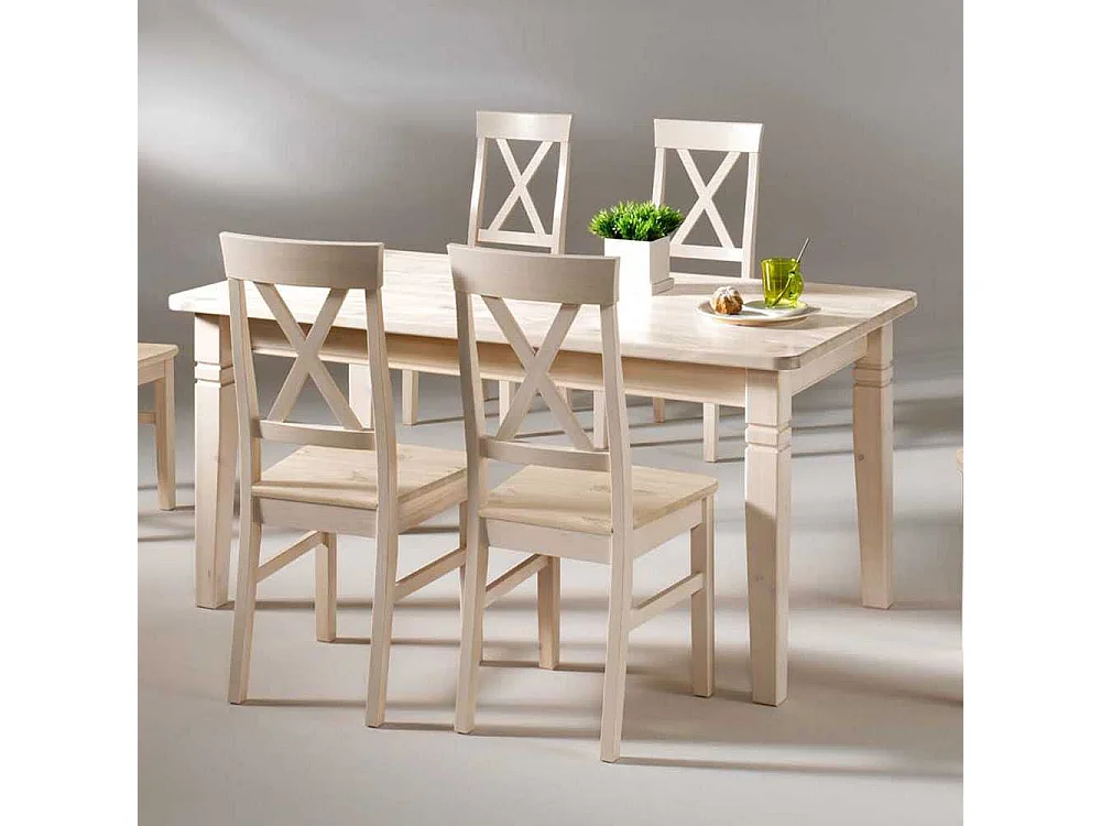 Massivholztisch in Weiß Kiefer Massivholz