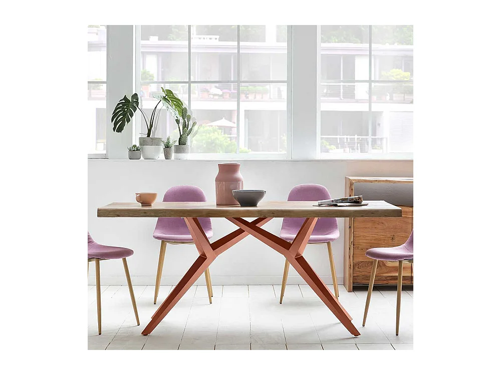 Esszimmer Tisch aus Akazie Massivholz und Eisen in Braun 100 cm tief