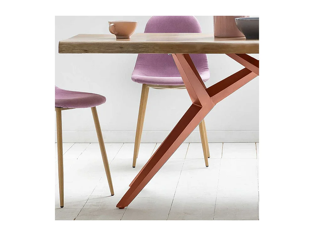 Esszimmer Tisch aus Akazie Massivholz und Eisen in Braun 100 cm tief