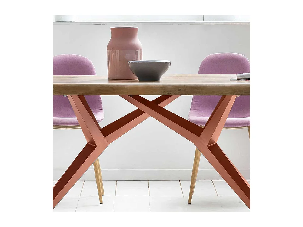 Esszimmer Tisch aus Akazie Massivholz und Eisen in Braun 100 cm tief