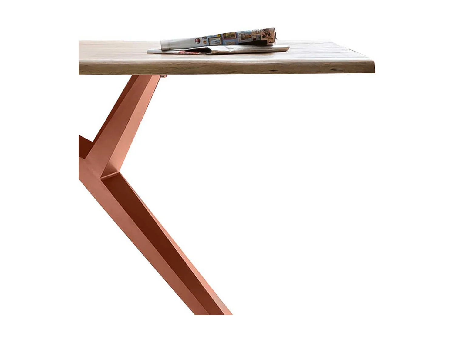 Design Esstisch aus Akazie Massivholz Eisen 4-Fußgestell in Braun