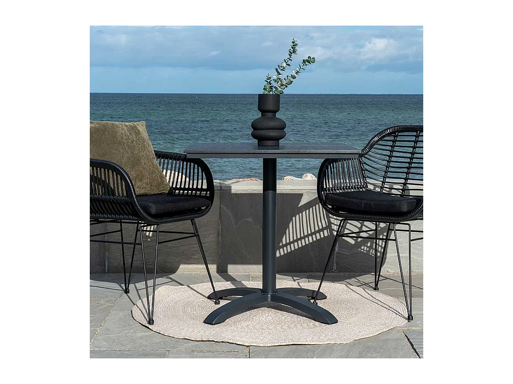 Balkon Tisch in Schwarz Aluminium und Kunststoff