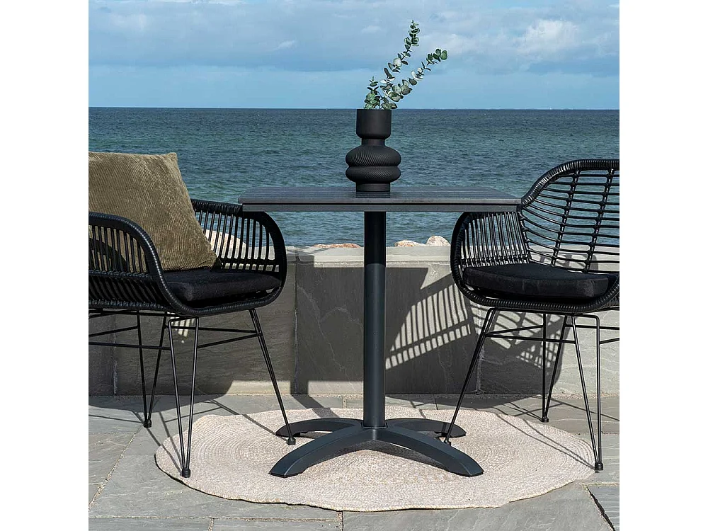 Balkon Tisch in Schwarz Aluminium und Kunststoff