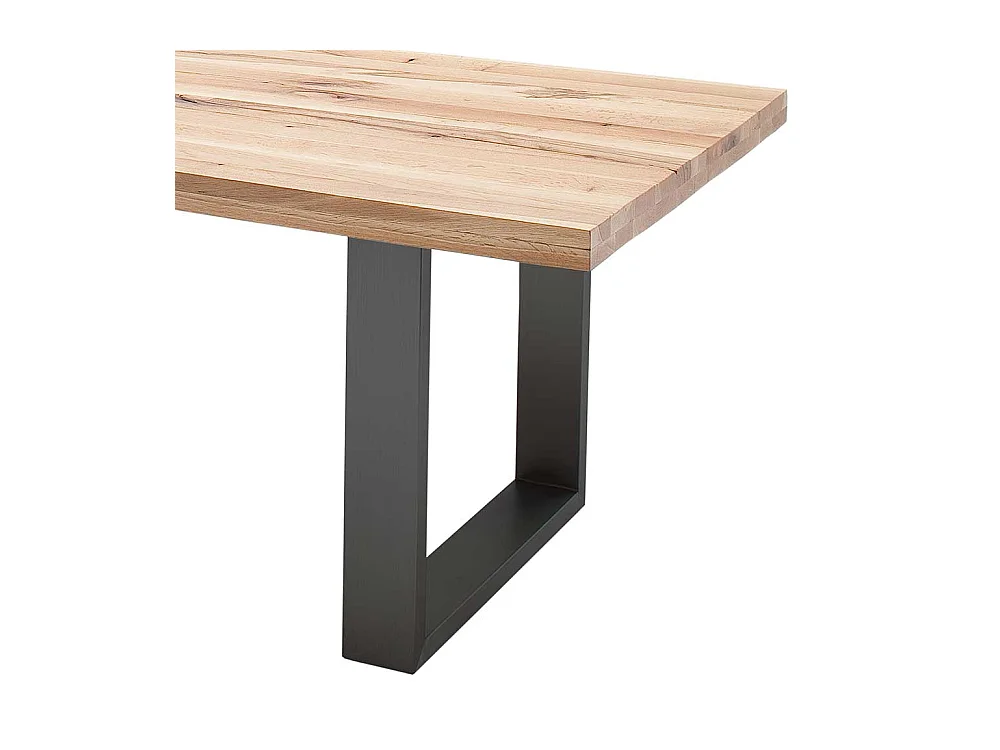 Esszimmertisch in Wildeichefarben Zerreiche Massivholz und Stahl in Anthrazit