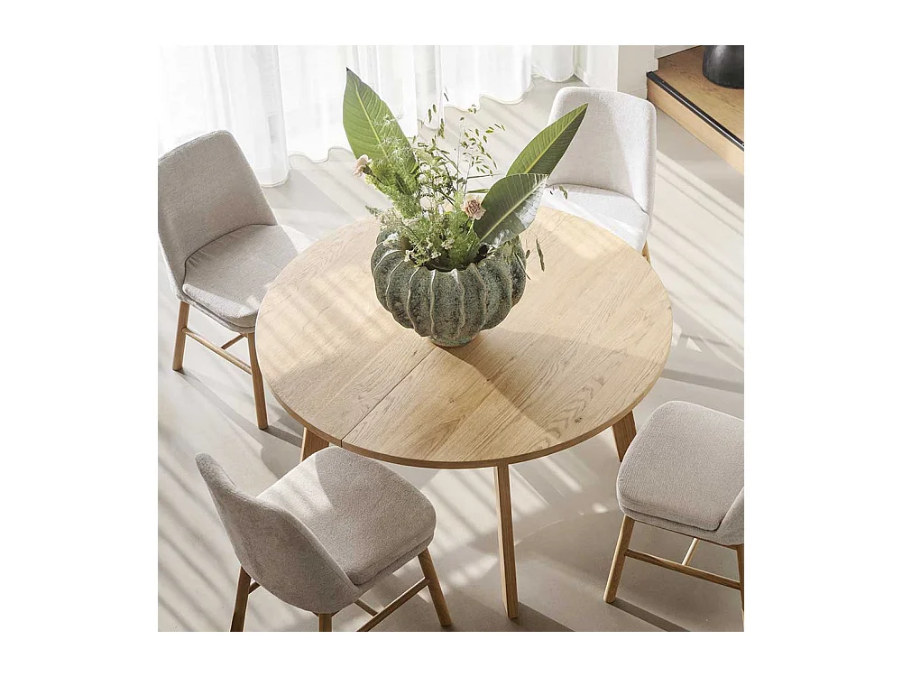 Esstisch rund modern in Eichefarben 75 cm hoch - optional verlängerbar