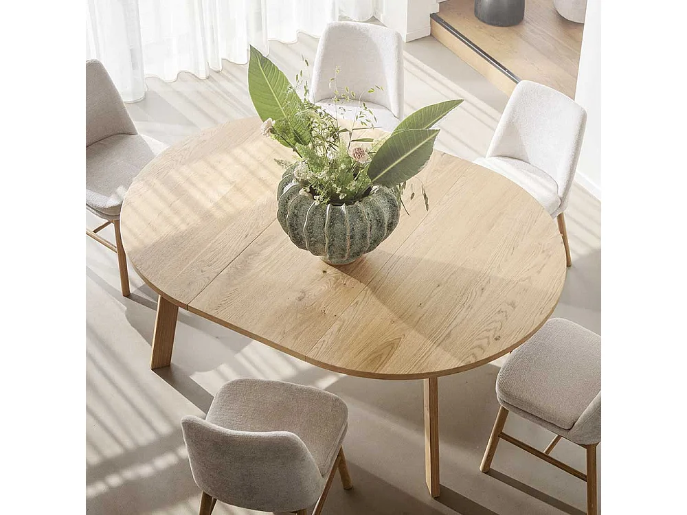 Esstisch rund modern in Eichefarben 75 cm hoch - optional verlängerbar