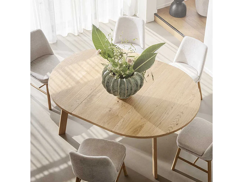 Esstisch rund modern in Eichefarben 75 cm hoch - optional verlängerbar