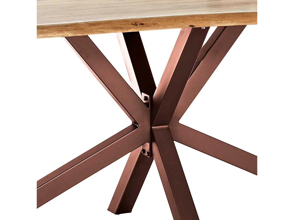 Baumkanten Tisch aus Akazie Massivholz Spider Gestell