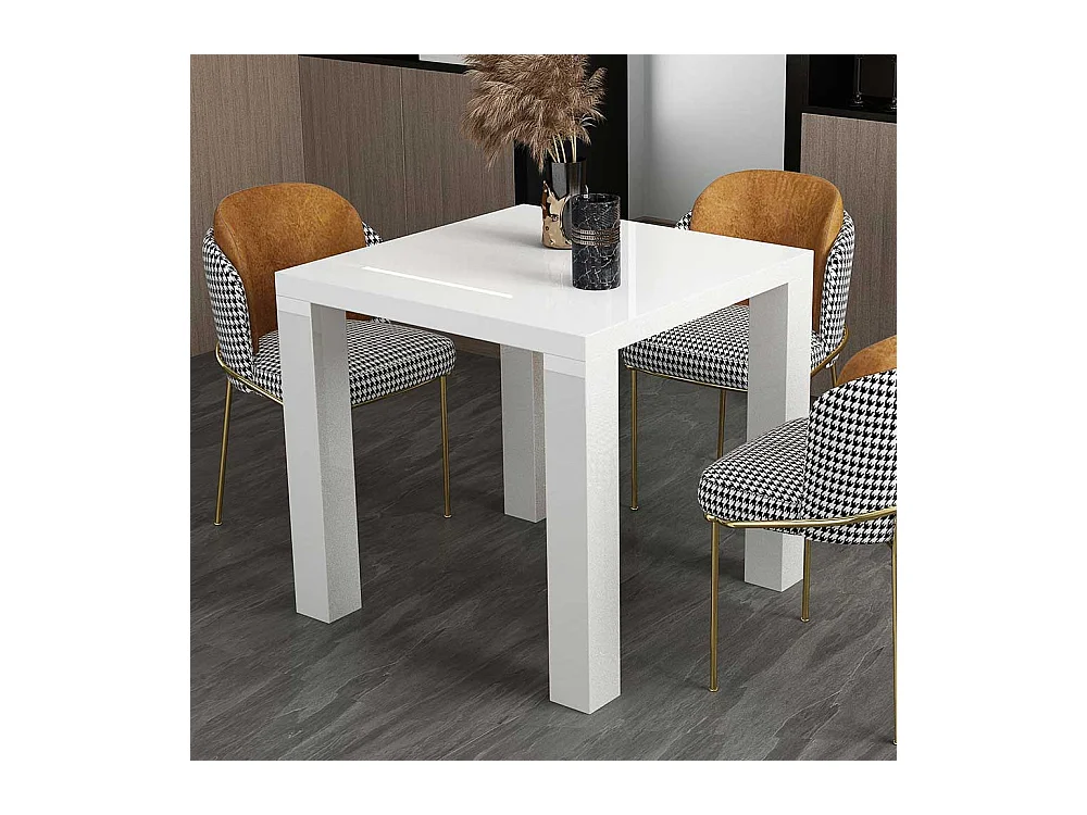 Hochglanz Esstisch mit quadratischer Tischplatte Weiß