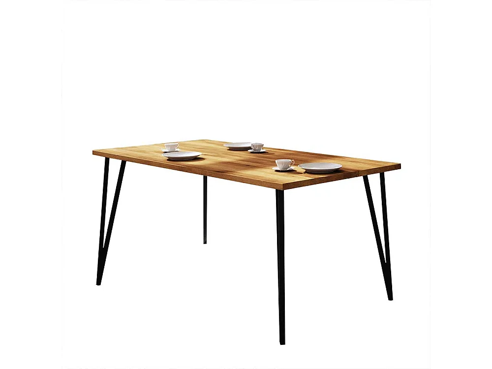 Esstisch aus Wildeiche Massivholz und Stahl Loft Design