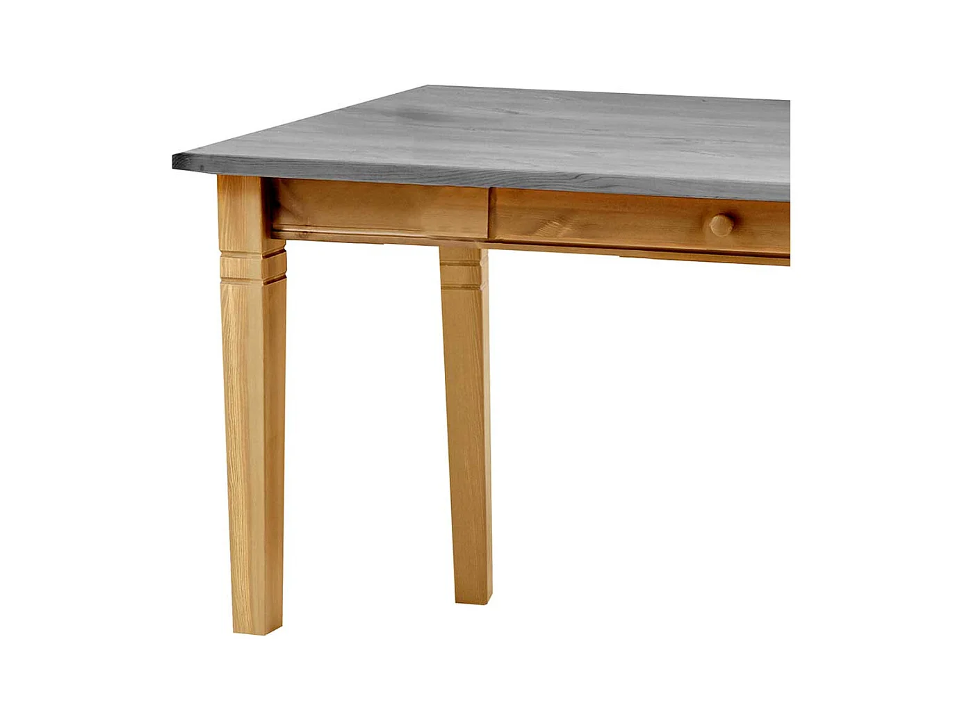 Esszimmertisch in Grau Kiefer teilmassiv zwei Schubladen