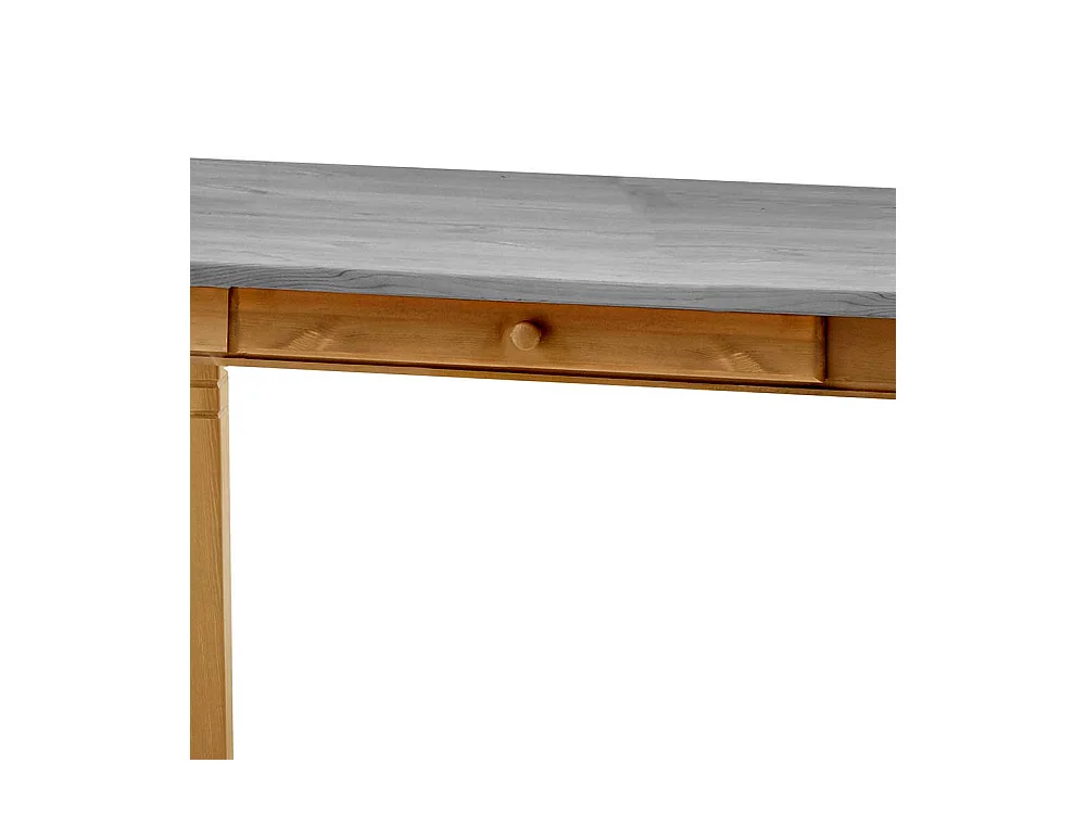 Esszimmertisch in Grau Kiefer teilmassiv zwei Schubladen