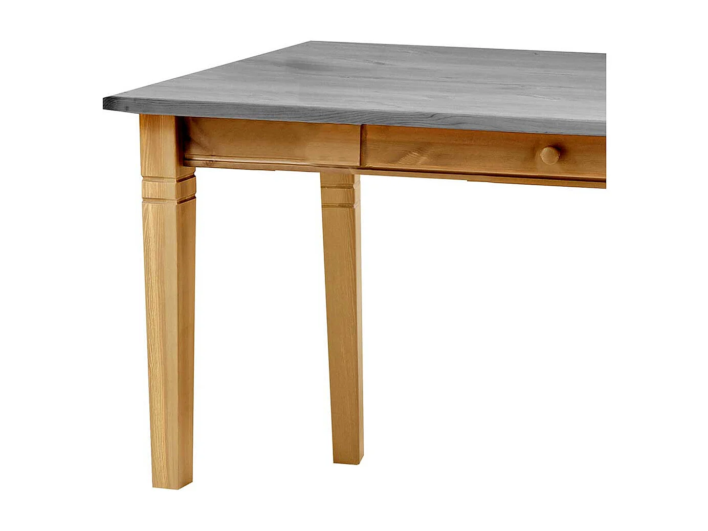 Esszimmertisch in Grau Kiefer teilmassiv zwei Schubladen