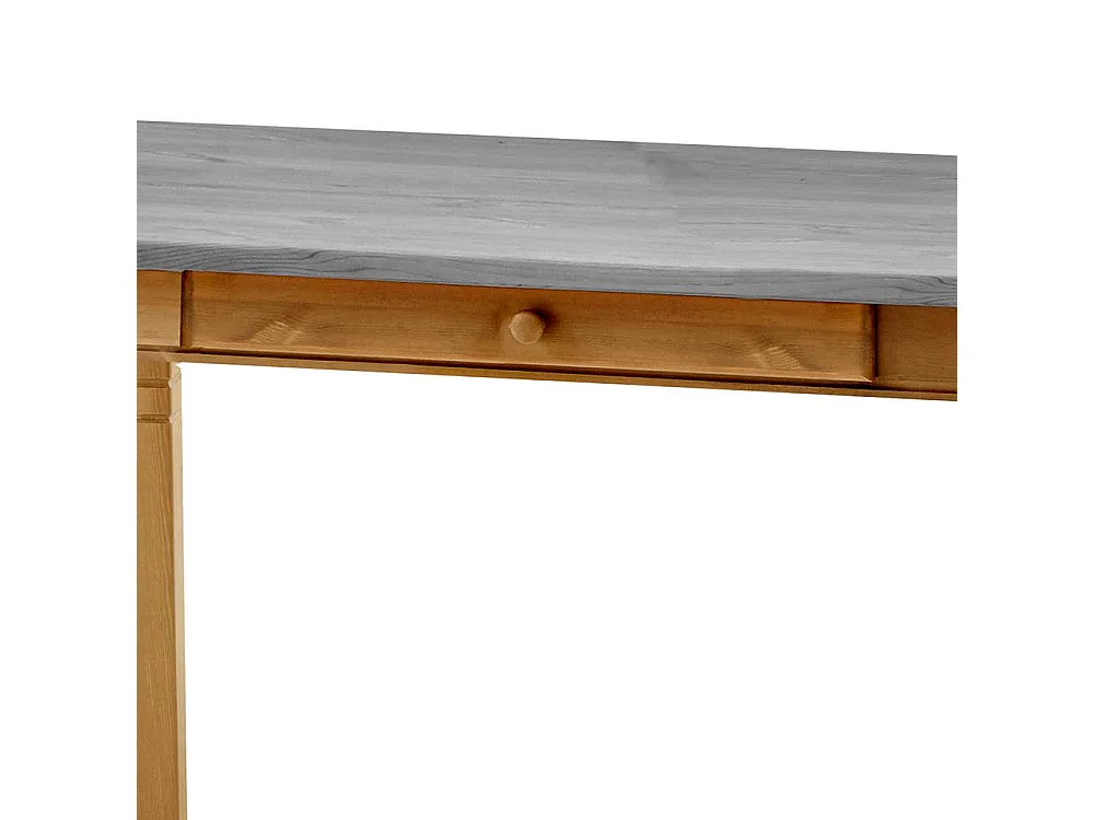 Esszimmertisch in Grau Kiefer teilmassiv zwei Schubladen