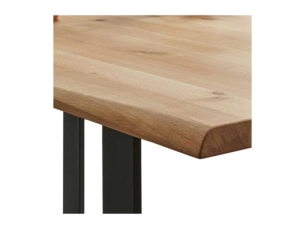 Esszimmertisch aus Wildeiche Massivholz und Stahl Industry und Loft Stil