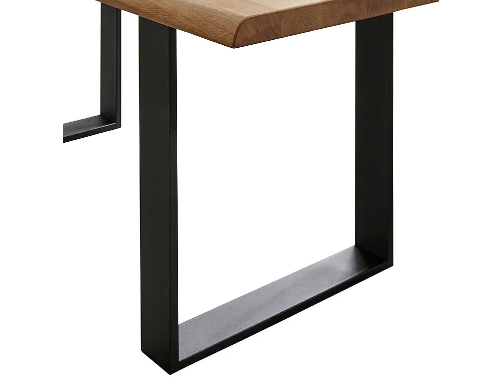 Esszimmertisch aus Wildeiche Massivholz und Stahl Industry und Loft Stil