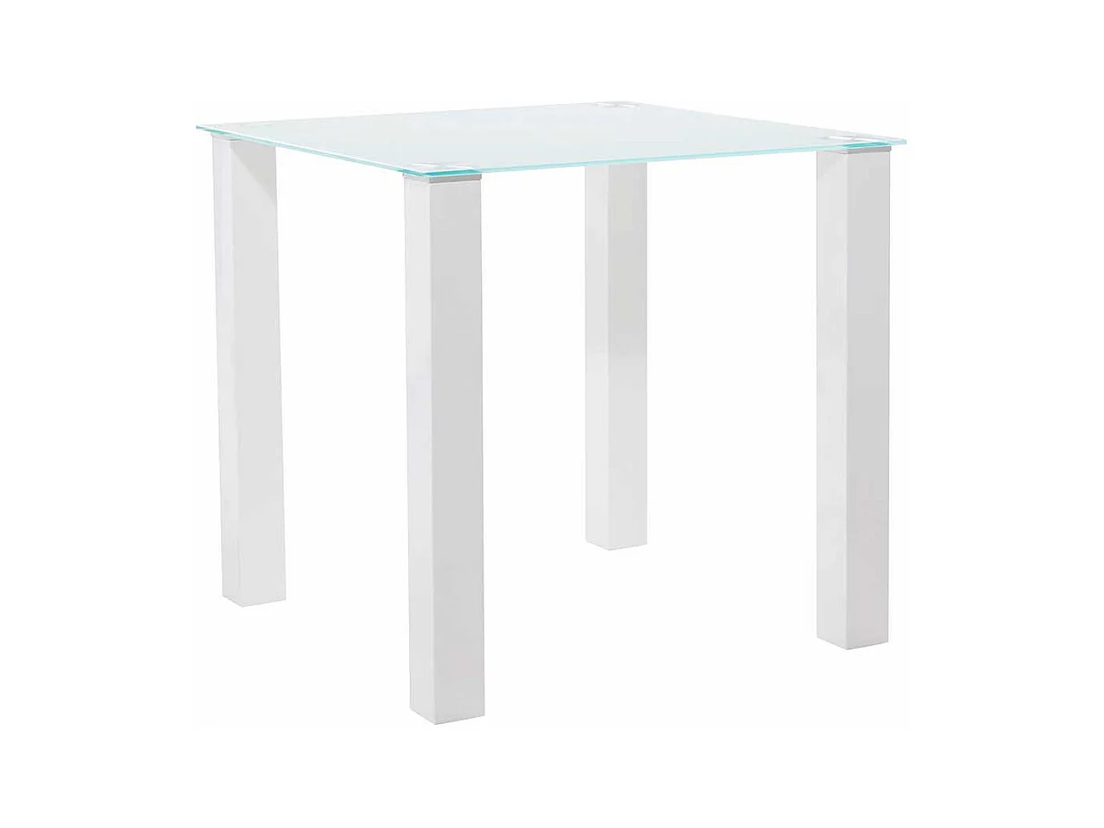 Esszimmertisch in Hochglanz Weiß Klarglasplatte
