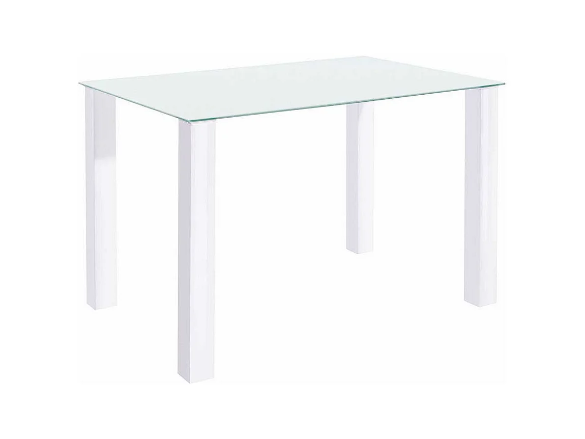 Esszimmertisch in Hochglanz Weiß Klarglasplatte