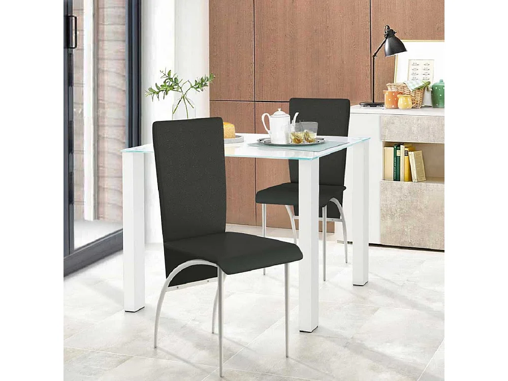 Esszimmertisch in Hochglanz Weiß Klarglasplatte